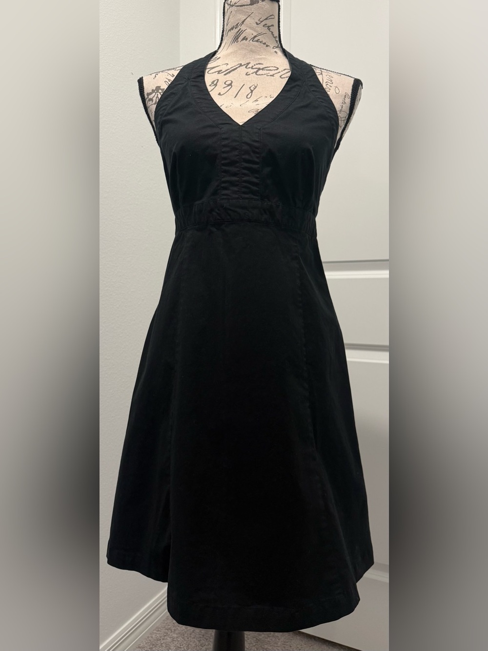 Vintage GAP Stretch Black Sleeveless Halter A-Line Dress